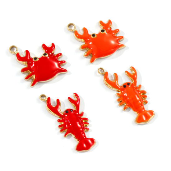 Image de 1 Pièce Breloques en 304 Acier Inoxydable Placage Sous Vide PVD Écologique Imperméable Anti-ternissement Hypoallergénique Bijoux d'Océan Plaqué Or Véritable 18K Émail