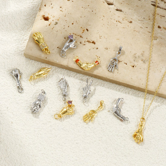 Bild von Umweltfreundlich Messing Charms Echtgold plattiert Geste