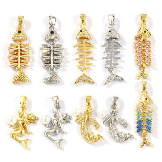 Image de 2 Pcs Pendentif Breloque Respectueux de la Nature en Laiton & Strass Plaqué Or Véritable 18K