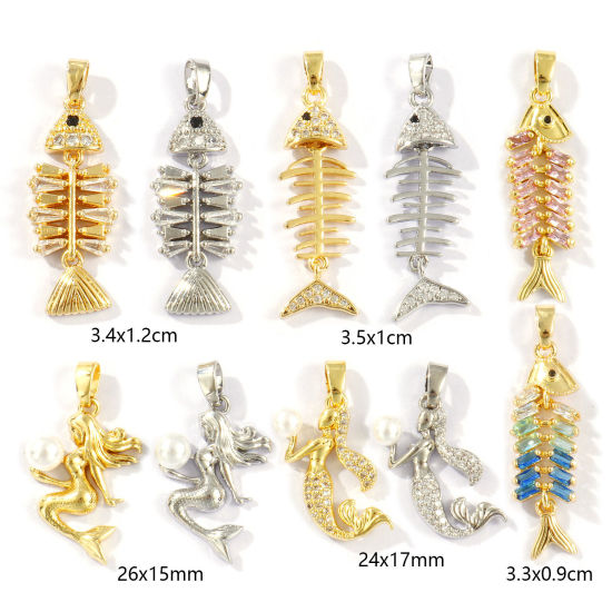 Image de 2 Pcs Pendentif Breloque Respectueux de la Nature en Laiton & Strass Plaqué Or Véritable 18K