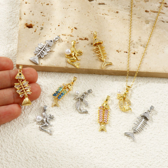 Image de 2 Pcs Pendentif Breloque Respectueux de la Nature en Laiton & Strass Plaqué Or Véritable 18K