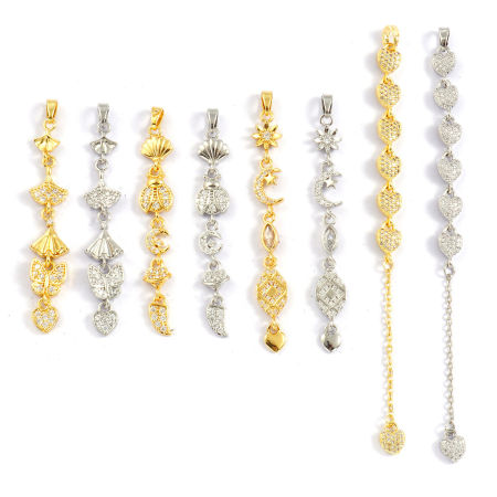 Picture of Brass Valentine's Day Charm Pendant Multicolor Tassel Micro Pave Clear Cubic Zirconia