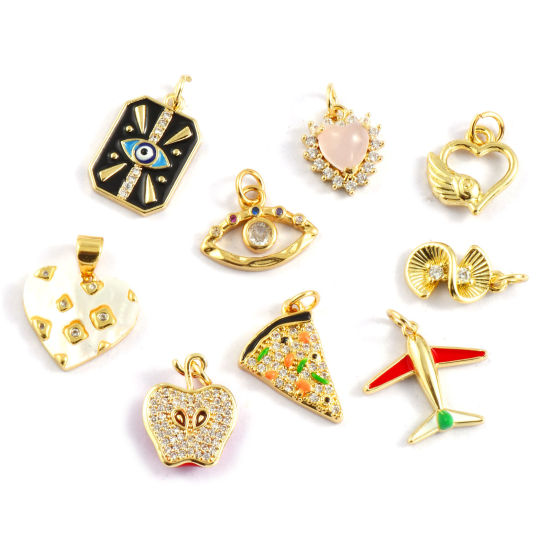 1 Piece Eco-friendly Brass Charms 18K Real Gold Plated の画像