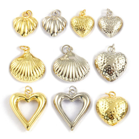 Eco-friendly Brass Charms Real Gold Plated Shell Heart