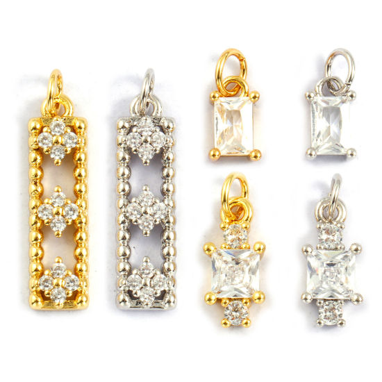 Image de 2 PCs Eco-friendly Brass & Cubic Zirconia Charms Real Gold Plated