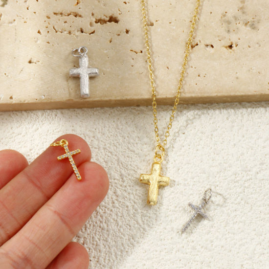Imagen de 2 PCs Eco-friendly Brass Religious Charms Real Gold Plated Cross