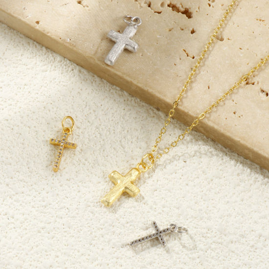 Imagen de 2 PCs Eco-friendly Brass Religious Charms Real Gold Plated Cross