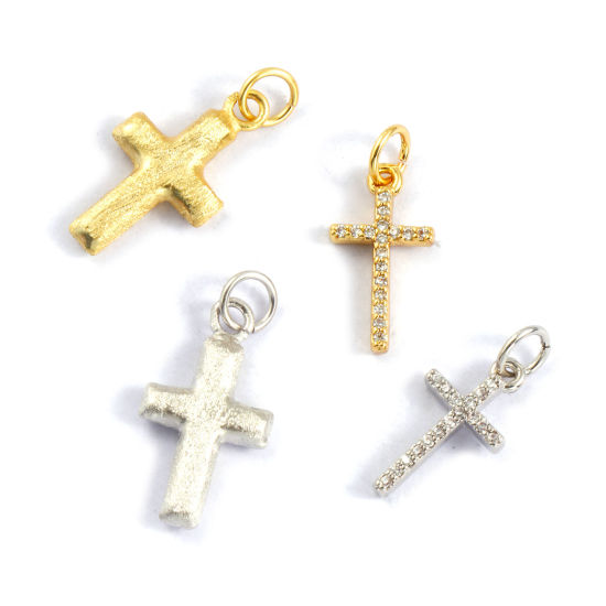 Imagen de 2 PCs Eco-friendly Brass Religious Charms Real Gold Plated Cross