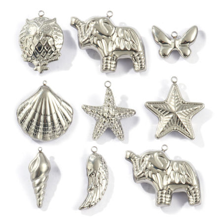 1 Piece Eco-friendly 304 Stainless Steel Charms Silver Tone Hollow
