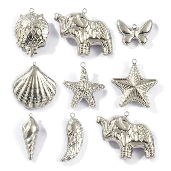 Image de 1 Piece Eco-friendly 304 Stainless Steel Charms Silver Tone Hollow