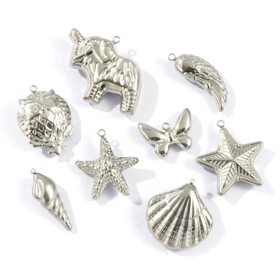Image de 1 Piece Eco-friendly 304 Stainless Steel Charms Silver Tone Hollow