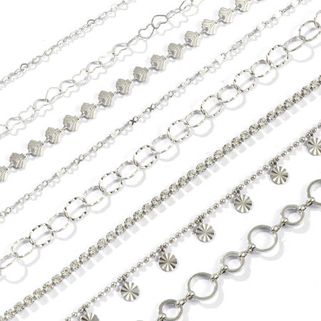 Image de 10 M Chaînes Accessoires pour la Fabrication de Bijoux Faits à la Main en 304 Acier Inoxydable Respectueux de la Nature Argent Mat