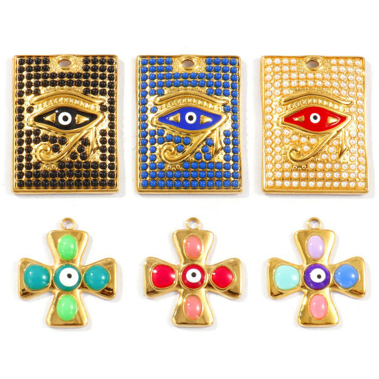 Picture of Eco-friendly PVD Vacuum Plating Waterproof Anti-Tarnish Hypoallergenic 304 Stainless Steel Religious Charms 18K Real Gold Plated Enamel