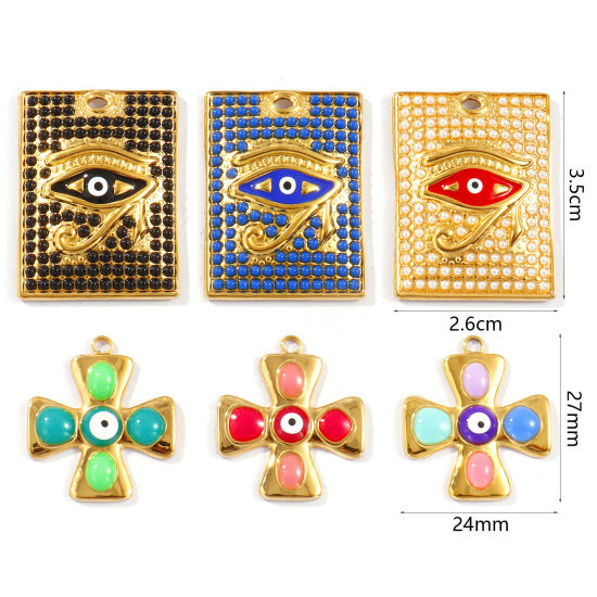 Picture of Eco-friendly PVD Vacuum Plating Waterproof Anti-Tarnish Hypoallergenic 304 Stainless Steel Religious Charms 18K Real Gold Plated Enamel