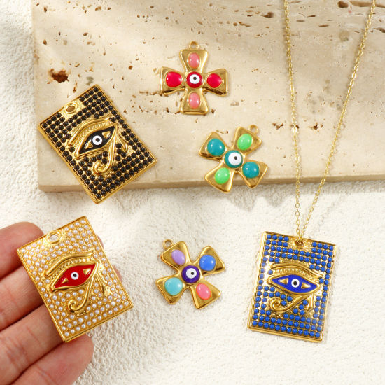 Picture of Eco-friendly PVD Vacuum Plating Waterproof Anti-Tarnish Hypoallergenic 304 Stainless Steel Religious Charms 18K Real Gold Plated Enamel