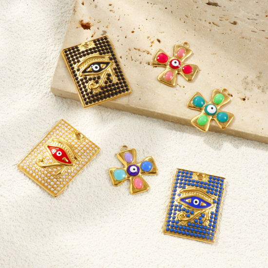 Picture of Eco-friendly PVD Vacuum Plating Waterproof Anti-Tarnish Hypoallergenic 304 Stainless Steel Religious Charms 18K Real Gold Plated Enamel