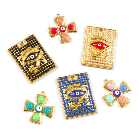 Picture of Eco-friendly PVD Vacuum Plating Waterproof Anti-Tarnish Hypoallergenic 304 Stainless Steel Religious Charms 18K Real Gold Plated Enamel