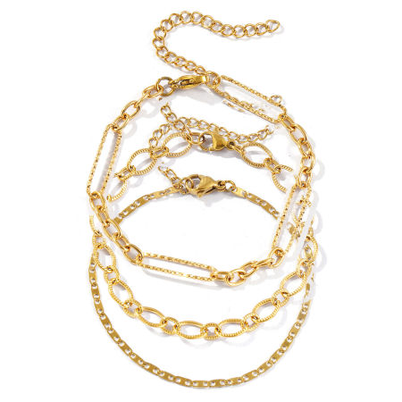 Immagine di All'Ingrosso Catena Braccialetti, 18K Vero Oro Placcato 304 Acciaio Inossidabile, Unisex Placcatura Sottovuoto PVD Ecologica Impermeabile Anti-Ossidante Ipoallergenico Elegante Minimalista Regalo Fornitura di Gioielli 1 Pz