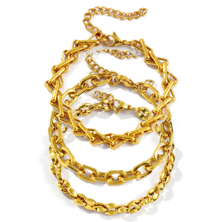 Picture of Wholesale Link Cable Chain Bracelets, 18K Gold Plated 304 Stainless Steel, Unisex Eco-friendly Stylish Minimalist Gift Jewelry Supply 17cm(6.7") long