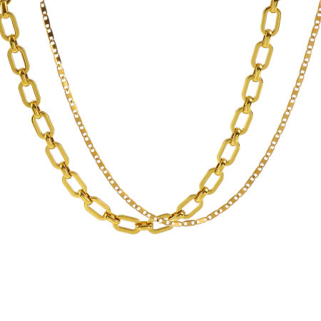Image de de Gros Colliers Chaînes Plaqué Or 18K en 304 Acier Inoxydable, Unisexe Respectueux de la Nature Minimaliste Cadeau Bijoux pour la Vente au Détail 1 Pièce