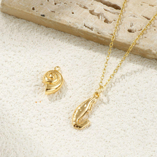 2 個 エコフレンドリー 真鍮 チャーム 18Kリアルゴールドメッキ 海洋動物 の画像