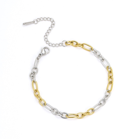 Image de Bracelets En Gros Ton Argenté & Plaqué Or 18K en 304 Acier Inoxydable, Chaînes Revêtement sous Vide PVD Respectueux de l'Environnement, aux Femmes Exquis Simple & Décontracté Cadeau Fournitures de Bijoux 1 Pièce