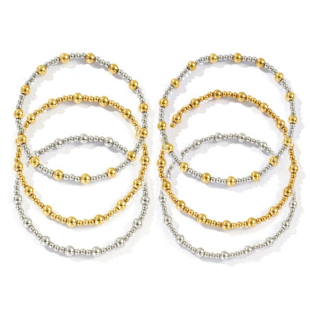 Immagine di All'Ingrosso Elastico 304 Acciaio Inossidabile Braccialetti con Perline, Ecologico, Unisex Semplice Elegante Regalo Fornitura di Gioielli 1 Pz