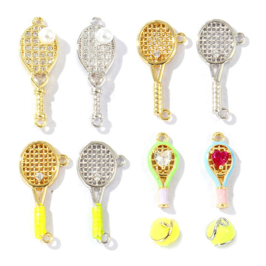 Bild von Messing Sport Steckverbinder Charms Anhänger 18K Vergoldet Schläger