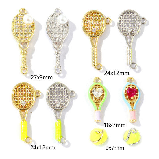 Bild von Messing Sport Steckverbinder Charms Anhänger 18K Vergoldet Schläger