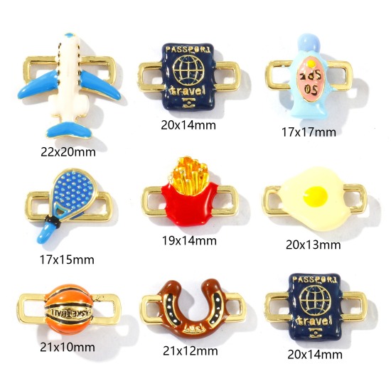 Immagine di 2 Pz Ottone Pendenti Charms Connettori Placcato Oro 18K Smalto 3D