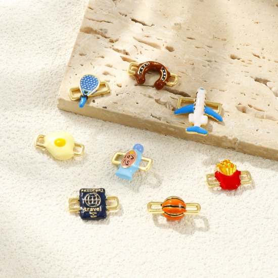 Immagine di 2 Pz Ottone Pendenti Charms Connettori Placcato Oro 18K Smalto 3D