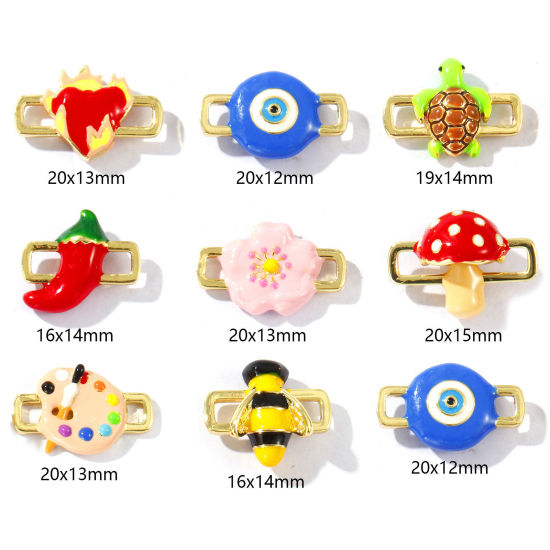 Immagine di 2 Pz Ottone Pendenti Charms Connettori Placcato Oro 18K Smalto 3D