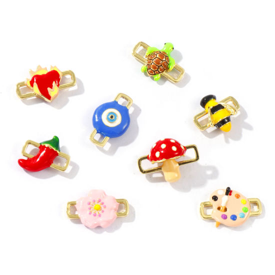 Immagine di 2 Pz Ottone Pendenti Charms Connettori Placcato Oro 18K Smalto 3D