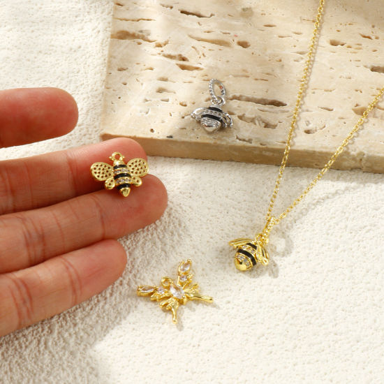 Bild von Messing Insekt Charms Bunt 3D Klar Kubischer Zirkon