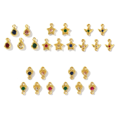 Brass Charms Multicolor Geometric Mixed Color Rhinestone