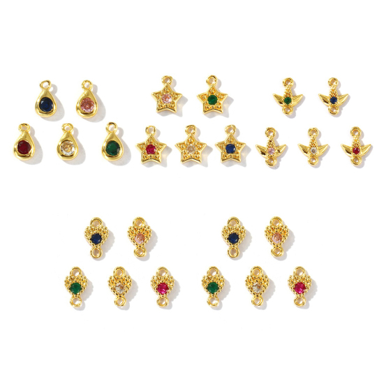 Bild von Messing Charms Bunt Geometrie Mix Farben Strassstein