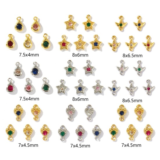 Bild von Messing Charms Bunt Geometrie Mix Farben Strassstein