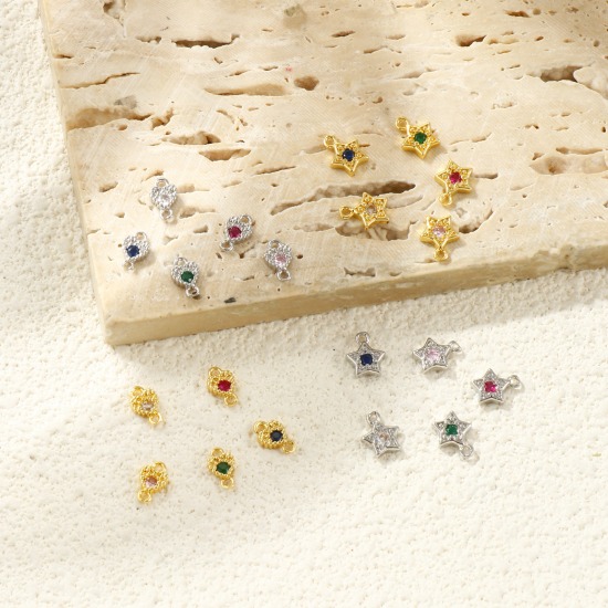 Bild von Messing Charms Bunt Geometrie Mix Farben Strassstein