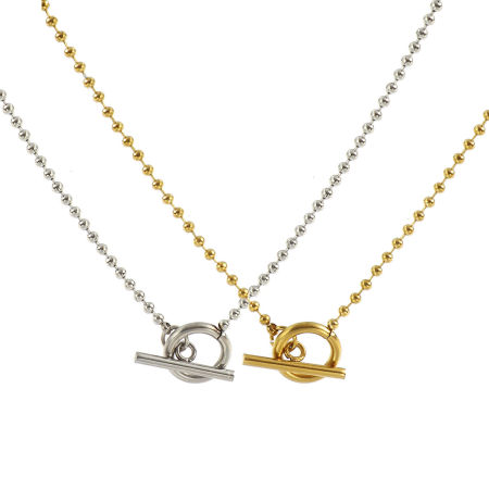 卸売り トグルクラスプ付き ボールチェーン ネックレス、 304ステンレス鋼、 エコフレンドリー おしゃれ ミニマリスト プレゼント小売宝飾 50cm長さ、 1 本 の画像