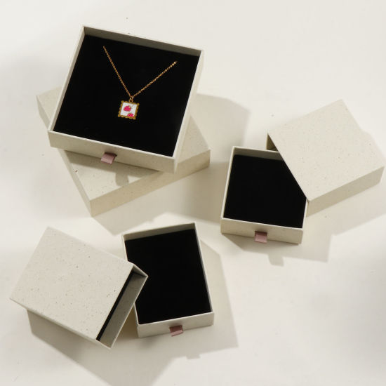 Image de 2 Pcs Boîte-Cadeau à Bijoux à Tiroir Coulissant en Papier Beige