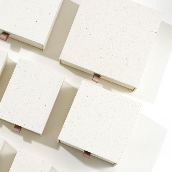Image de 2 Pcs Boîte-Cadeau à Bijoux à Tiroir Coulissant en Papier Beige