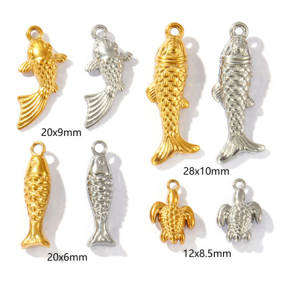 Immagine di 5 Pz Ecologico 304 Acciaio Inossidabile Gioielli Oceanici Ciondoli Multicolore 3D