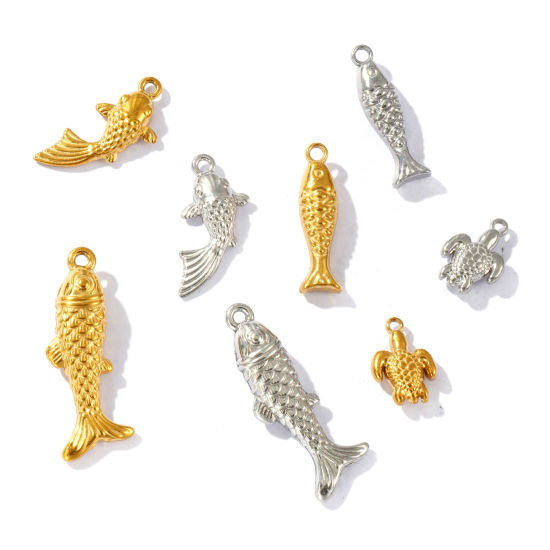Immagine di 5 Pz Ecologico 304 Acciaio Inossidabile Gioielli Oceanici Ciondoli Multicolore 3D