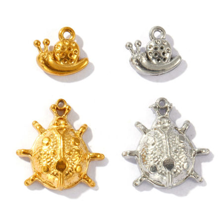 Picture of Eco-friendly 304 Stainless Steel Charms Snail Animal Tortoise