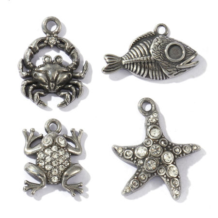 Picture of Eco-friendly 304 Stainless Steel Ocean Jewelry Charms Antique Silver Color