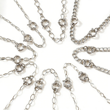 Picture of Wholesale Link Cable Chain Charm Holder Necklace, Silver Tone 304 Stainless Steel, Unisex Eco-friendly Exquisite Simple & Casual Gift Jewelry For Retailer