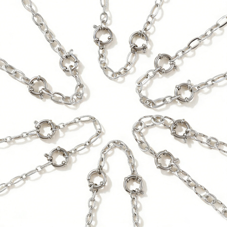 Picture of Wholesale Spiral Link Cable Chain Charm Holder Necklace, Silver Tone 304 Stainless Steel, Unisex Eco-friendly Exquisite Simple & Casual Gift Jewelry For Retailer