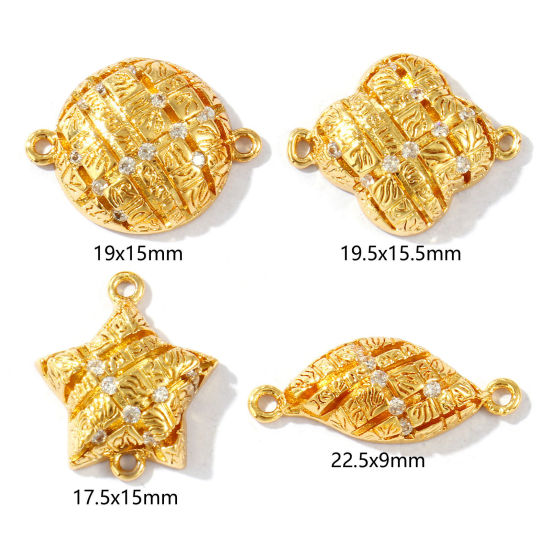 Immagine di 2 Pz Ecologico Ottone Geometrico Pendenti Charms Connettori 18K Vero Oro Placcato Trasparente Cubic Zirconiae