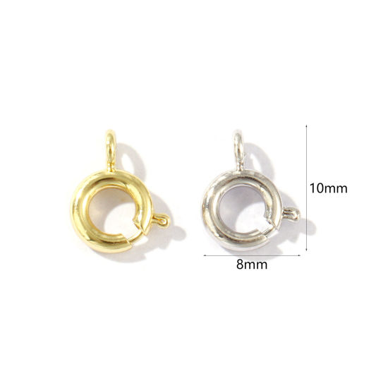 Immagine di 5 Pz Ecologico Ottone Fibbia a Molla Vero Oro Placcato 10mm x 8mm