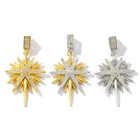 Image de 1 Pièce Pendentifs Galaxie en Laiton Multicolore Etoile Micro Pave à Zircone Cubique Clair 3.6cm x 2.1cm